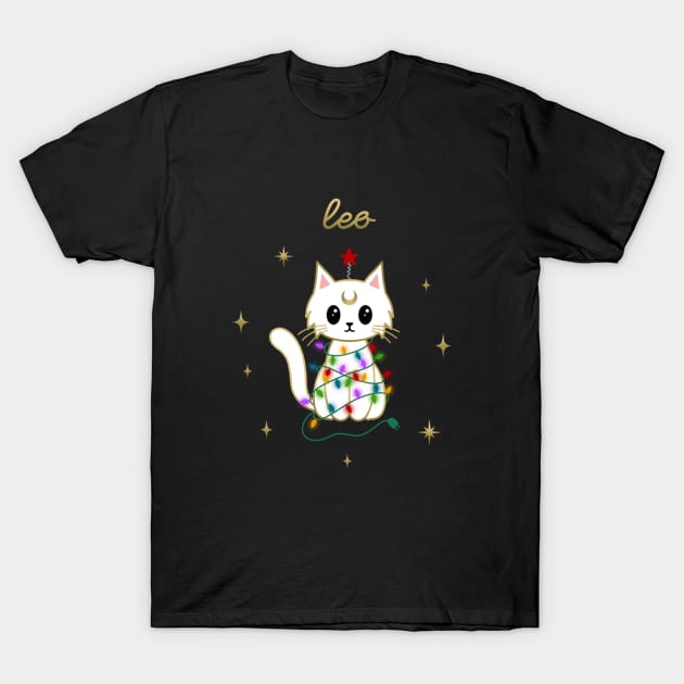 Leo Holiday Kitty Cat T-Shirt by moonstruck crystals